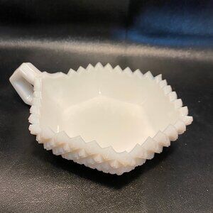 Vintage Westmoreland Diamond Cut Milk Glass Candy Dish